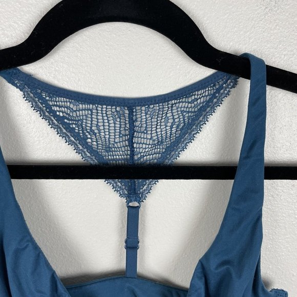 Victoria Secret Body By Victoria Unlined Demi Front Close Bra 32D Lace Racerback - Picture 2 of 5